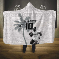 Custom Fiji Rugby Pacific Champions 2024 Hooded Blanket Anniversary 7 Titles - Fijians Rugby and Tapa Hibiscus White Art LT03 - Polynesian Pride