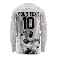 Custom Fiji Rugby Pacific Champions 2024 Long Sleeve Shirt Anniversary 7 Titles - Fijians Rugby and Tapa Hibiscus White Art LT03 - Polynesian Pride