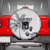 Custom Fiji Rugby Pacific Champions 2024 Spare Tire Cover Anniversary 7 Titles - Fijians Rugby and Tapa Hibiscus White Art LT03 - Polynesian Pride