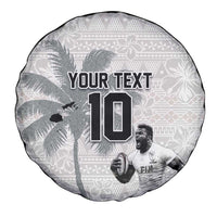 Custom Fiji Rugby Pacific Champions 2024 Spare Tire Cover Anniversary 7 Titles - Fijians Rugby and Tapa Hibiscus White Art LT03 - Polynesian Pride