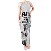 Custom Fiji Rugby Pacific Champions 2024 Tank Maxi Dress Anniversary 7 Titles - Fijians Rugby and Tapa Hibiscus White Art LT03 Women White - Polynesian Pride