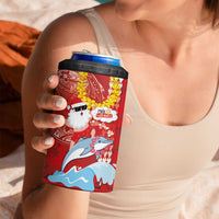 Hawaiian Mele Kalikimaka 4 in 1 Can Cooler Tumbler Funny Santa Riding Lei Dolphin with Kakau Tattoos LT03 - Polynesian Pride