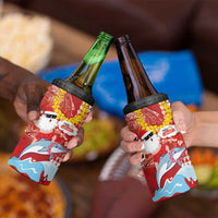 Hawaiian Mele Kalikimaka 4 in 1 Can Cooler Tumbler Funny Santa Riding Lei Dolphin with Kakau Tattoos LT03 - Polynesian Pride