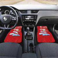 Hawaiian Mele Kalikimaka Car Mats Funny Santa Riding Lei Dolphin with Kakau Tattoos - Polynesian Pride