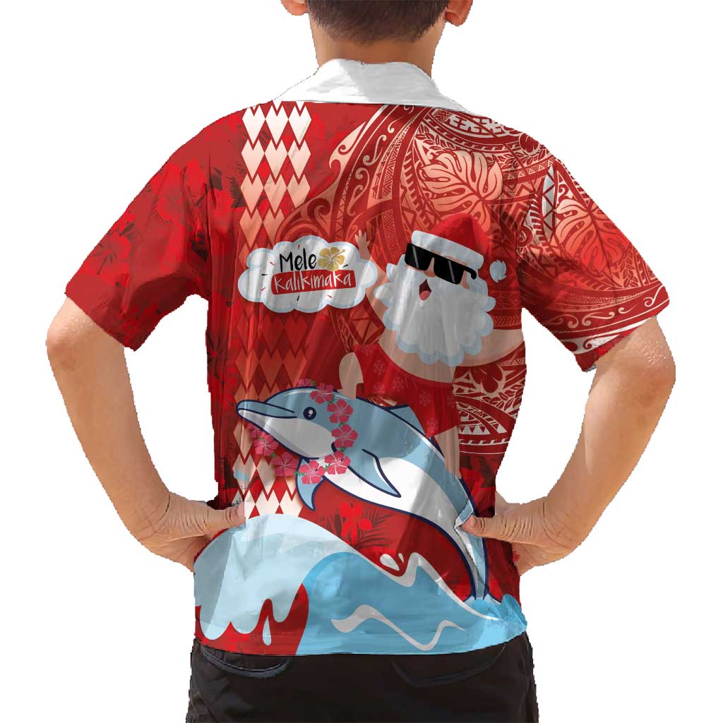 Hawaiian Mele Kalikimaka Family Matching Off Shoulder Maxi Dress and Hawaiian Shirt Funny Santa Riding Lei Dolphin with Kakau Tattoos LT03 - Polynesian Pride