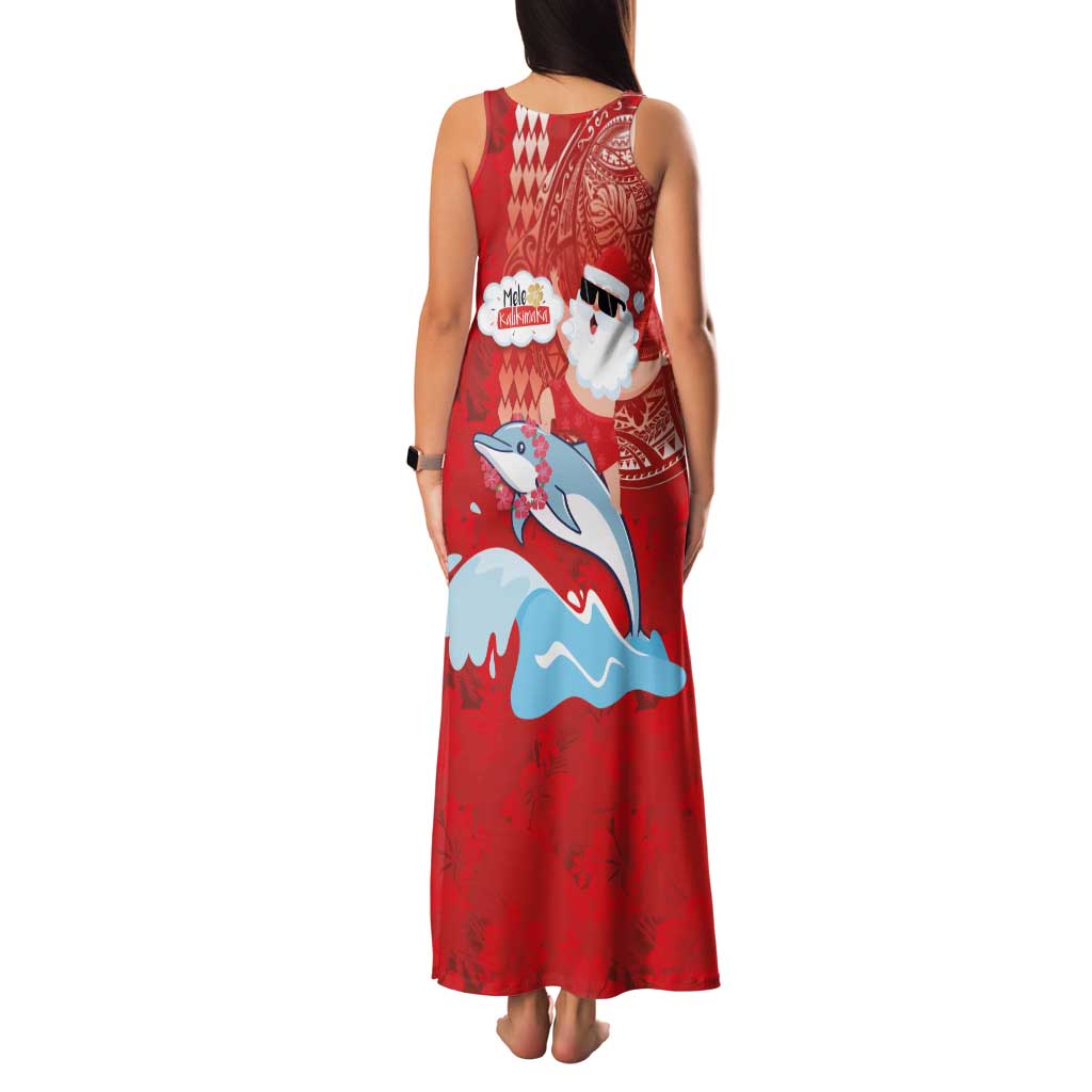 Hawaiian Mele Kalikimaka Family Matching Tank Maxi Dress and Hawaiian Shirt Funny Santa Riding Lei Dolphin with Kakau Tattoos LT03 - Polynesian Pride