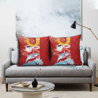 Hawaiian Mele Kalikimaka Pillow Cover Funny Santa Riding Lei Dolphin with Kakau Tattoos - Polynesian Pride