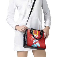 Hawaiian Mele Kalikimaka Shoulder Handbag Funny Santa Riding Lei Dolphin with Kakau Tattoos - Polynesian Pride