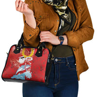Hawaiian Mele Kalikimaka Shoulder Handbag Funny Santa Riding Lei Dolphin with Kakau Tattoos - Polynesian Pride