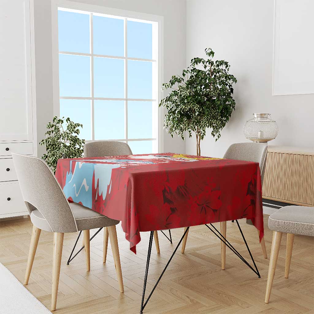 Hawaiian Mele Kalikimaka Tablecloth Funny Santa Riding Lei Dolphin with Kakau Tattoos - Polynesian Pride