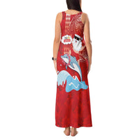 Hawaiian Mele Kalikimaka Tank Maxi Dress Funny Santa Riding Lei Dolphin with Kakau Tattoos - Polynesian Pride