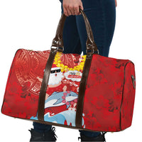 Hawaiian Mele Kalikimaka Travel Bag Funny Santa Riding Lei Dolphin with Kakau Tattoos - Polynesian Pride
