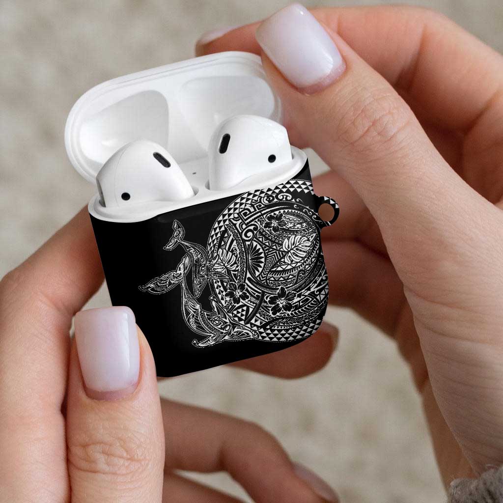 Hawaiian Whales Polynesian Art Motifs AirPods Case Black Color - Polynesian Pride