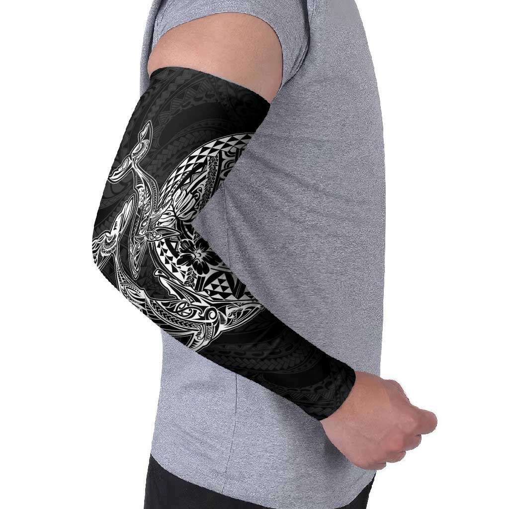 Hawaiian Whales Polynesian Art Motifs Arm Sleeves Black Color LT03 - Polynesian Pride