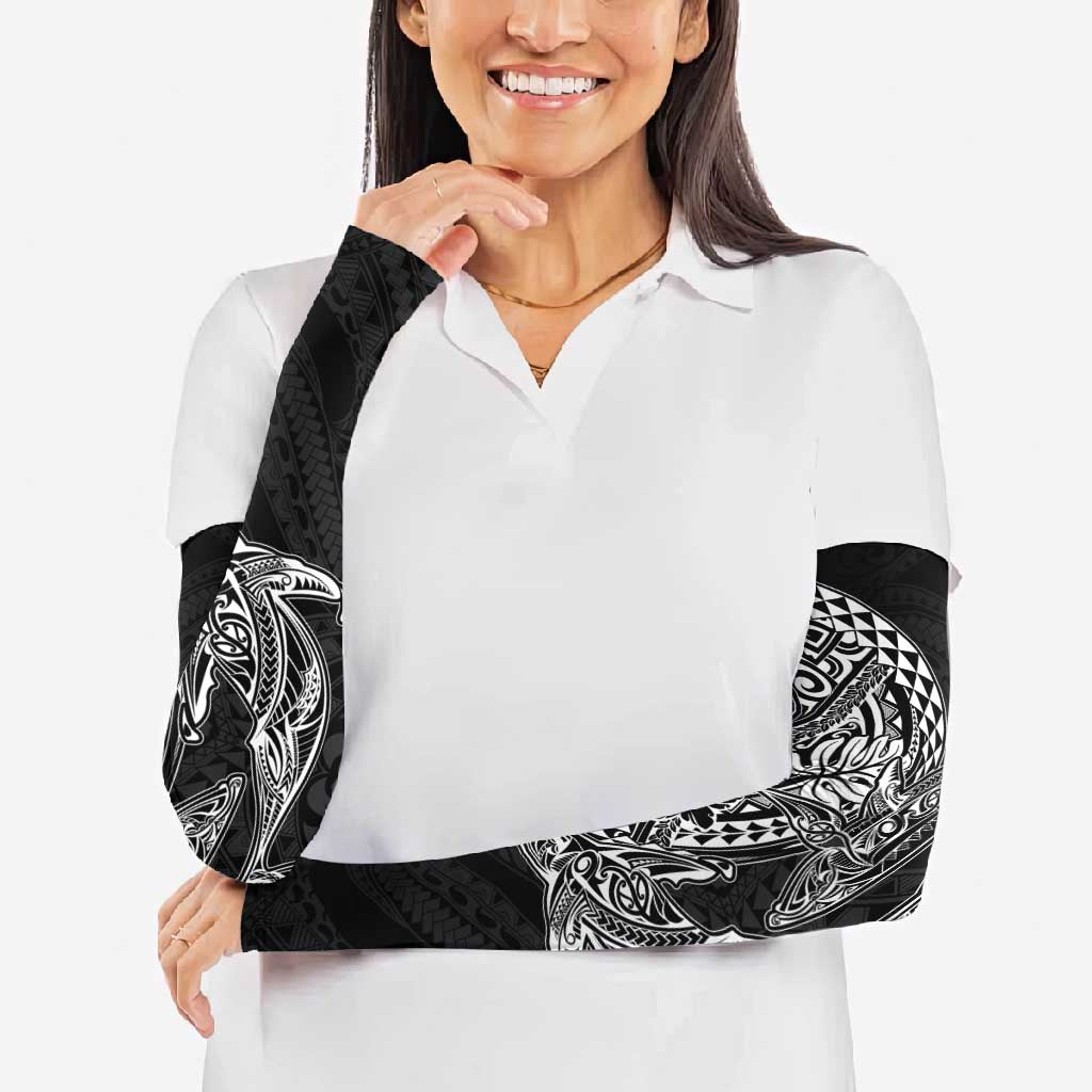 Hawaiian Whales Polynesian Art Motifs Arm Sleeves Black Color LT03 - Polynesian Pride