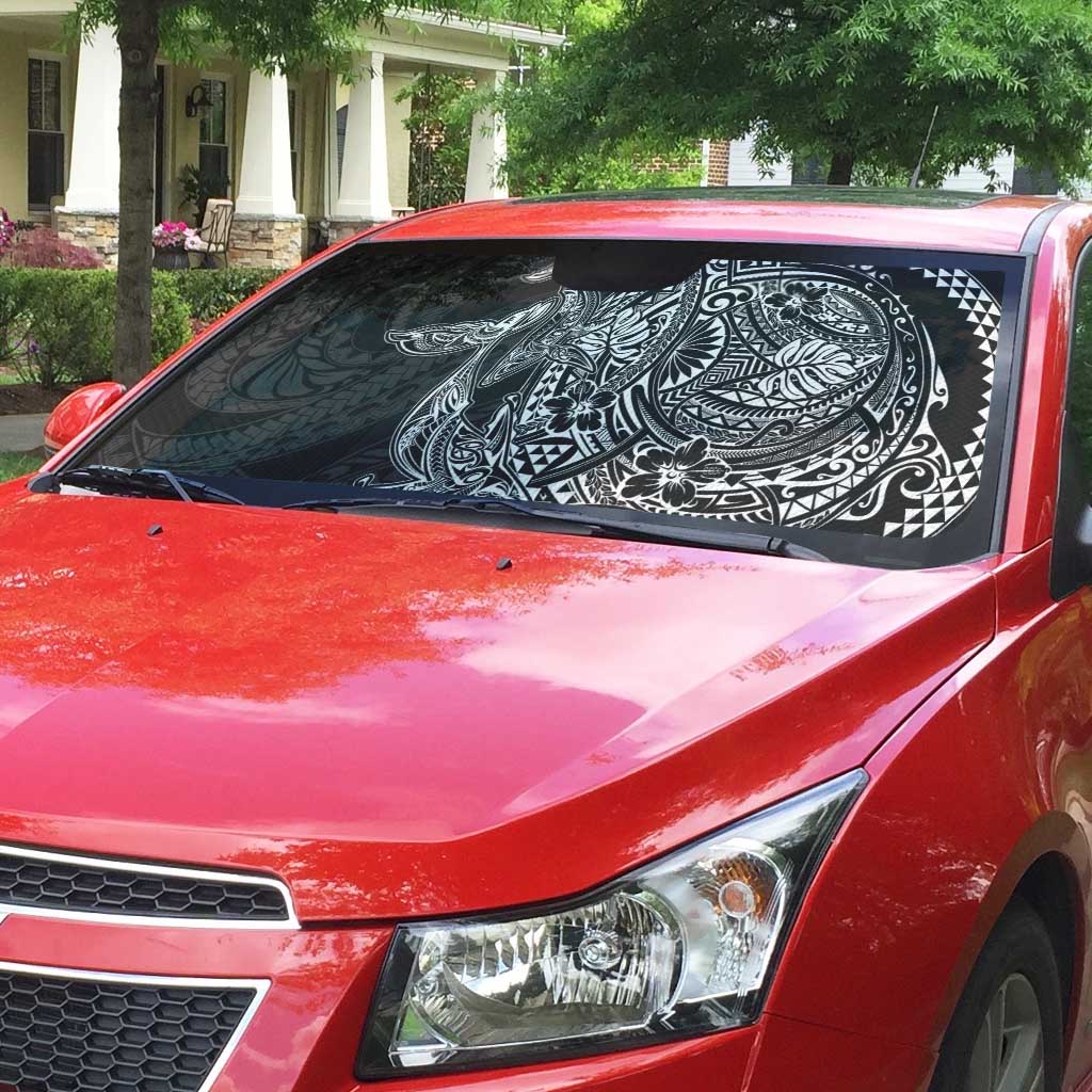 Hawaiian Whales Polynesian Art Motifs Auto Sun Shade Black Color LT03 - Polynesian Pride
