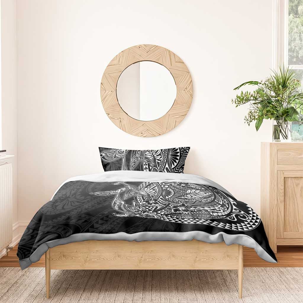 Hawaiian Whales Polynesian Art Motifs Bedding Set Black Color - Polynesian Pride