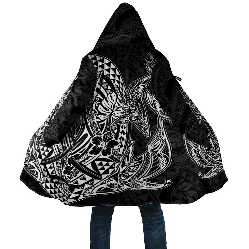Hawaiian Whales Polynesian Art Motifs Cloak Black Color - Polynesian Pride