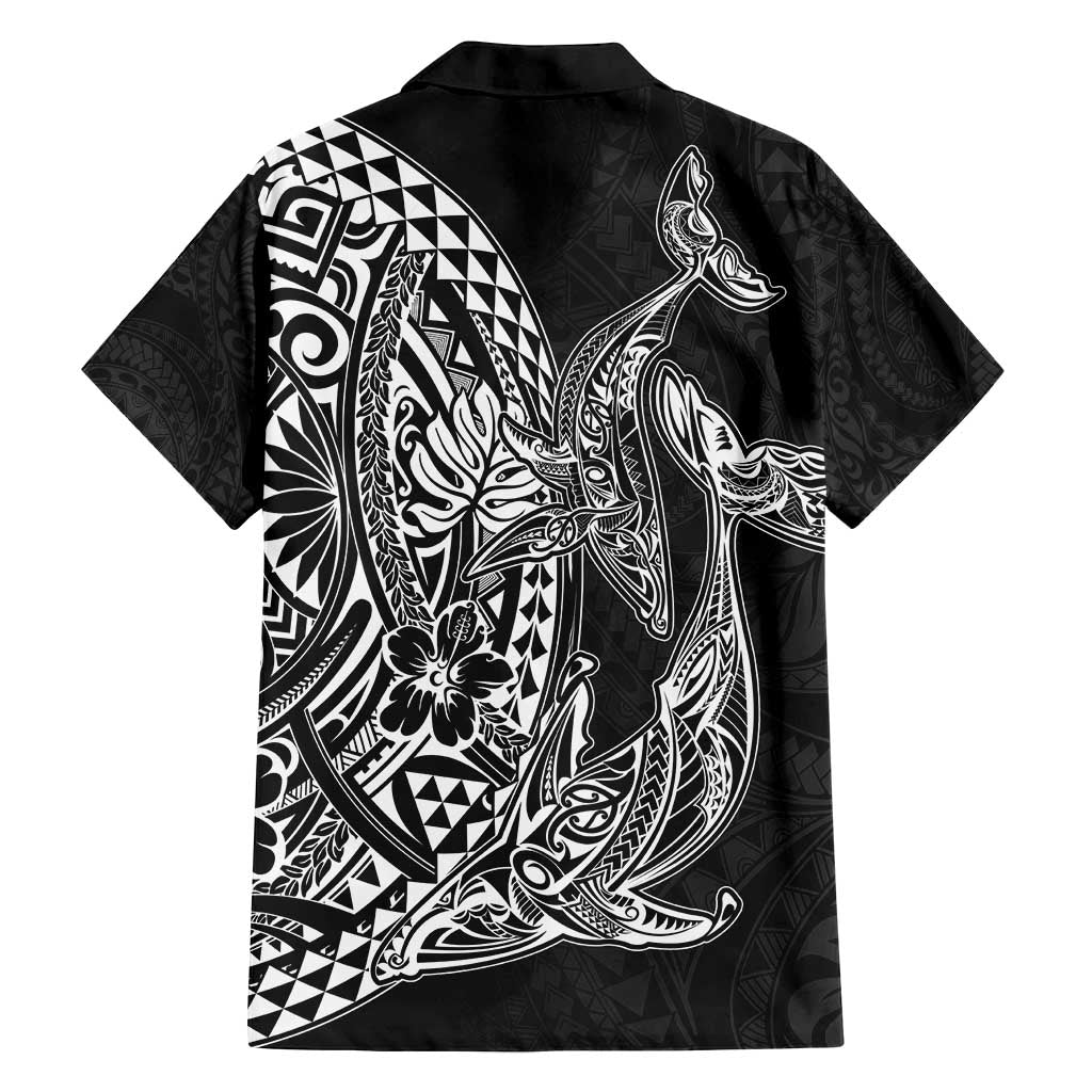Hawaiian Whales Polynesian Art Motifs Family Matching Puletasi and Hawaiian Shirt Black Color LT03 - Polynesian Pride