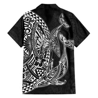 Hawaiian Whales Polynesian Art Motifs Family Matching Summer Maxi Dress and Hawaiian Shirt Black Color LT03 - Polynesian Pride