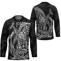 Hawaiian Whales Polynesian Art Motifs Hockey Jersey Black Color - Polynesian Pride
