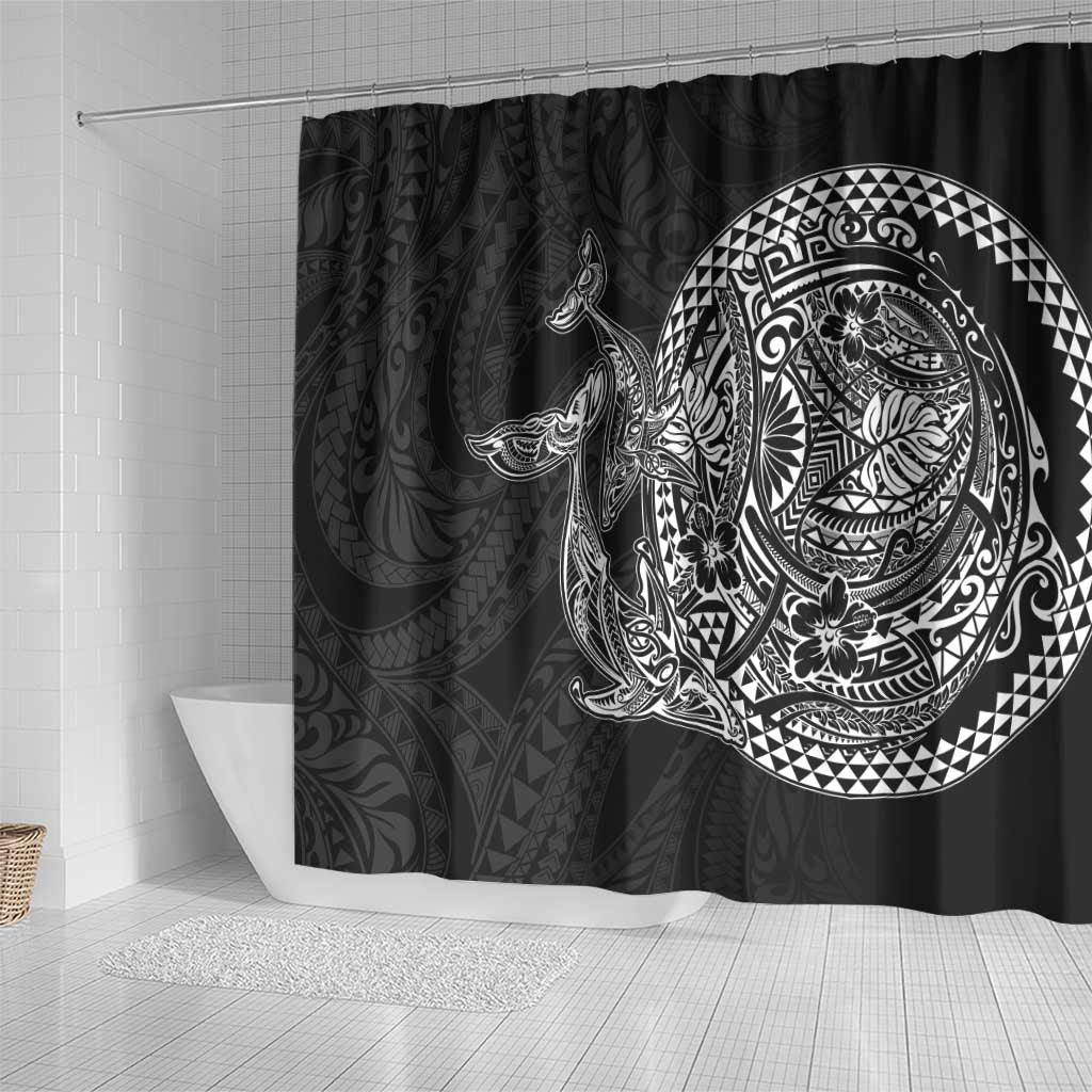 Hawaiian Whales Polynesian Art Motifs Shower Curtain Black Color LT03 - Polynesian Pride