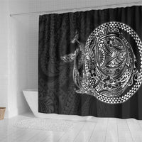 Hawaiian Whales Polynesian Art Motifs Shower Curtain Black Color LT03 - Polynesian Pride