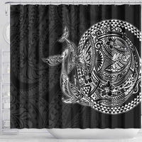 Hawaiian Whales Polynesian Art Motifs Shower Curtain Black Color LT03 - Polynesian Pride