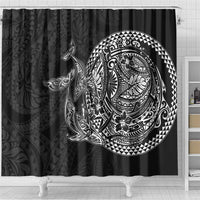 Hawaiian Whales Polynesian Art Motifs Shower Curtain Black Color LT03 - Polynesian Pride