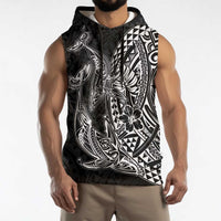 Hawaiian Whales Polynesian Art Motifs Sleeveless Hoodie Black Color - Polynesian Pride