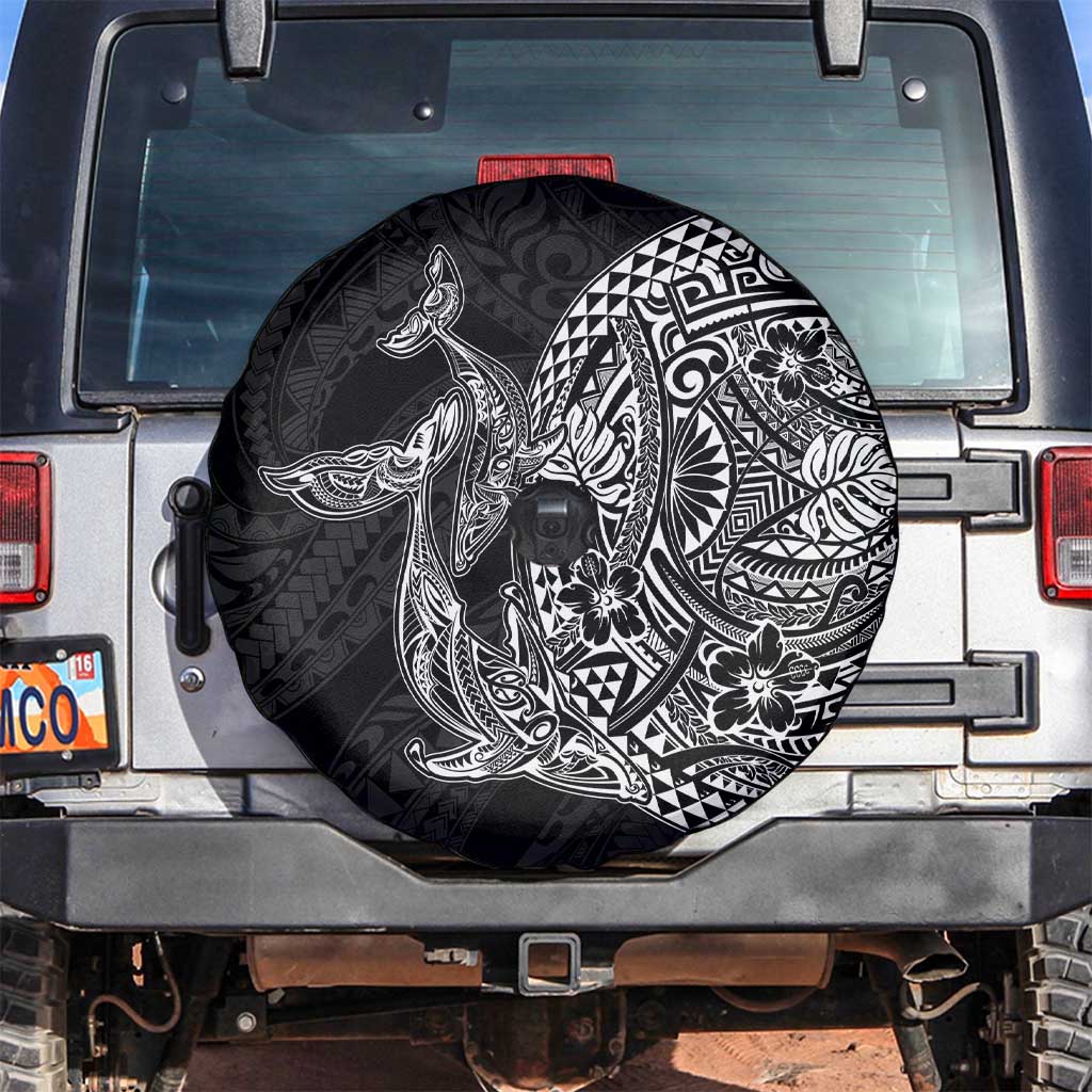 Hawaiian Whales Polynesian Art Motifs Spare Tire Cover Black Color LT03 Black - Polynesian Pride