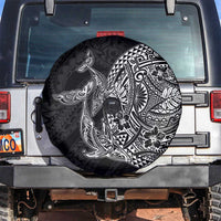 Hawaiian Whales Polynesian Art Motifs Spare Tire Cover Black Color LT03 Black - Polynesian Pride