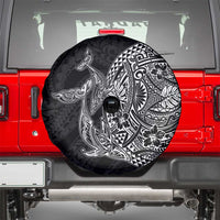 Hawaiian Whales Polynesian Art Motifs Spare Tire Cover Black Color LT03 - Polynesian Pride