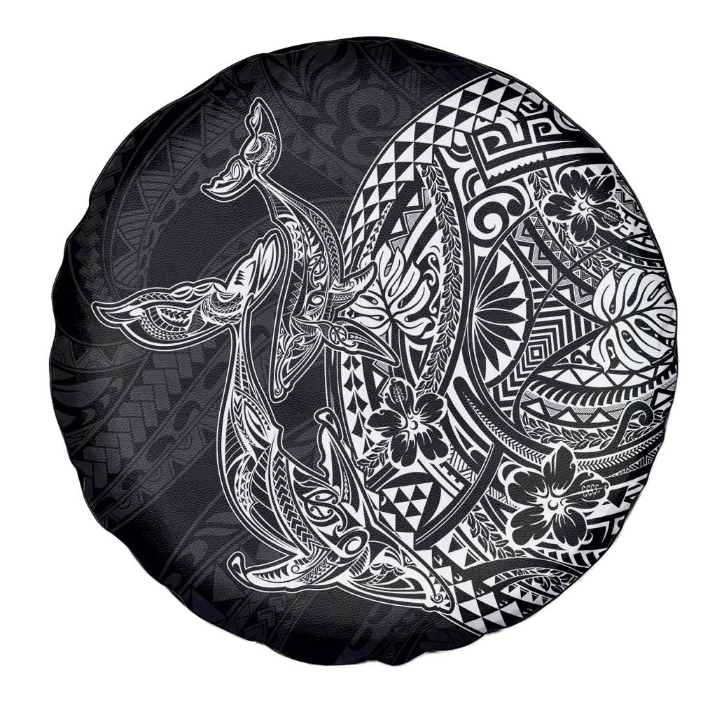 Hawaiian Whales Polynesian Art Motifs Spare Tire Cover Black Color LT03 - Polynesian Pride