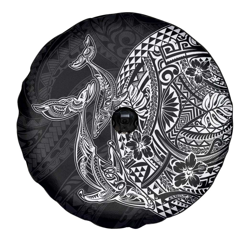 Hawaiian Whales Polynesian Art Motifs Spare Tire Cover Black Color LT03 - Polynesian Pride
