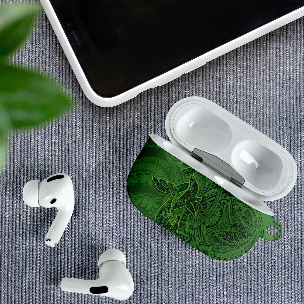 Hawaiian Whales Polynesian Art Motifs AirPods Case Green Color - Polynesian Pride