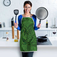 Hawaiian Whales Polynesian Art Motifs Apron Green Color - Polynesian Pride