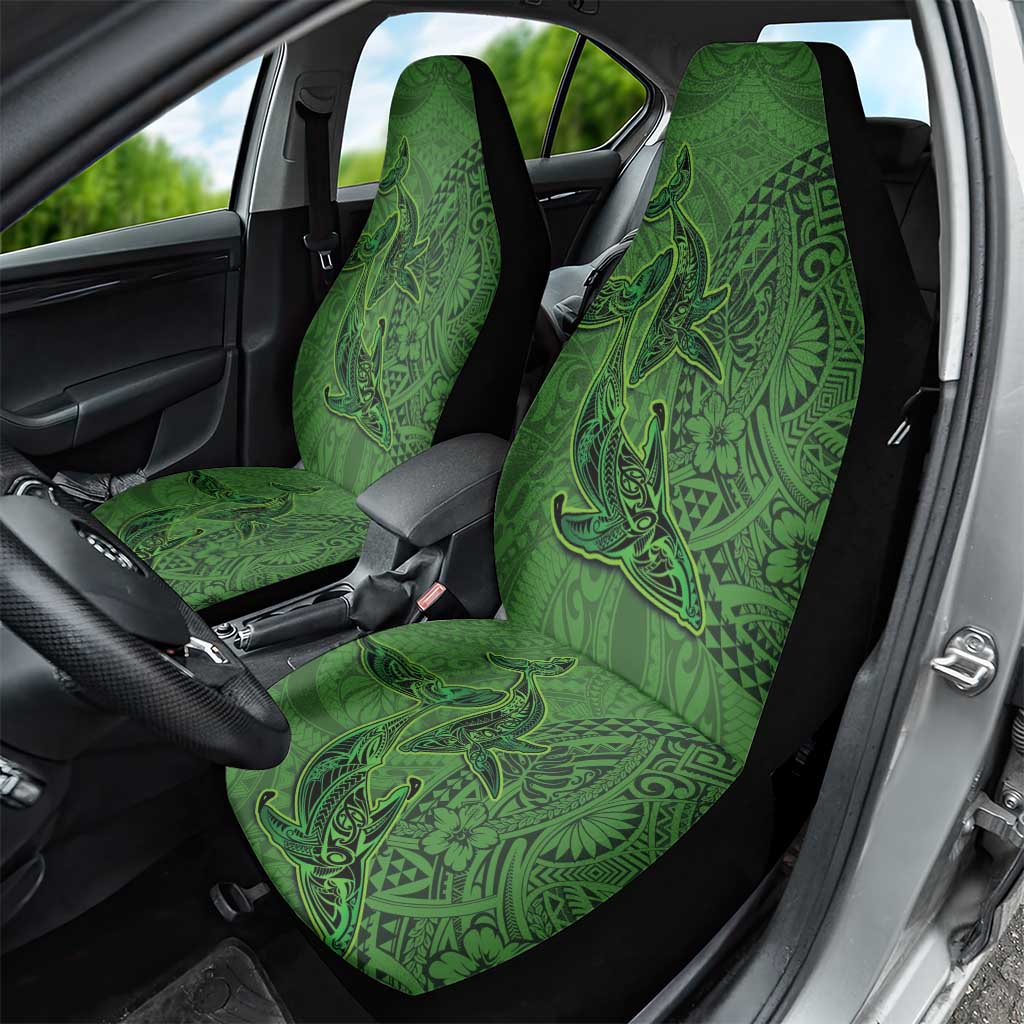 Hawaiian Whales Polynesian Art Motifs Car Seat Cover Green Color - Polynesian Pride