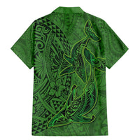 Hawaiian Whales Polynesian Art Motifs Family Matching Mermaid Dress and Hawaiian Shirt Green Color LT03 - Polynesian Pride