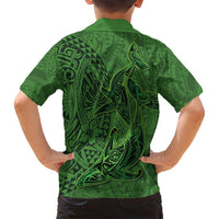 Hawaiian Whales Polynesian Art Motifs Family Matching Summer Maxi Dress and Hawaiian Shirt Green Color LT03 - Polynesian Pride