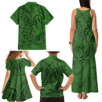 Hawaiian Whales Polynesian Art Motifs Family Matching Tank Maxi Dress and Hawaiian Shirt Green Color LT03 - Polynesian Pride