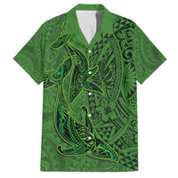 Hawaiian Whales Polynesian Art Motifs Family Matching Tank Maxi Dress and Hawaiian Shirt Green Color LT03 Dad's Shirt - Short Sleeve Green - Polynesian Pride