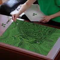 Hawaiian Whales Polynesian Art Motifs Puzzle Green Color - Polynesian Pride