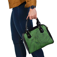 Hawaiian Whales Polynesian Art Motifs Shoulder Handbag Green Color - Polynesian Pride