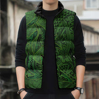 Hawaiian Whales Polynesian Art Motifs Sleeveless Puffer Jacket Green Color - Polynesian Pride