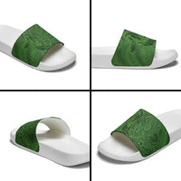 Hawaiian Whales Polynesian Art Motifs Slide Sandals Green Color LT03 - Polynesian Pride