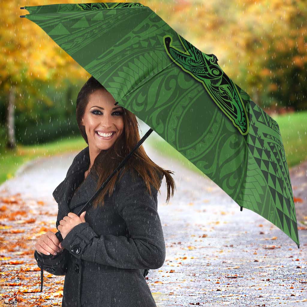 Hawaiian Whales Polynesian Art Motifs Umbrella Green Color - Polynesian Pride