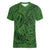 Hawaiian Whales Polynesian Art Motifs Women V-Neck T-Shirt Green Color - Polynesian Pride