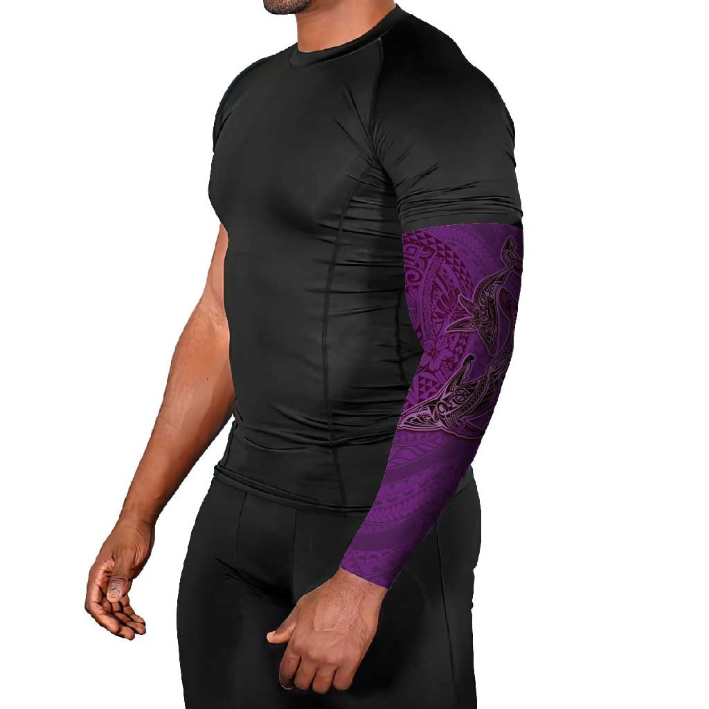 Hawaiian Whales Polynesian Art Motifs Arm Sleeves Purple Color - Polynesian Pride