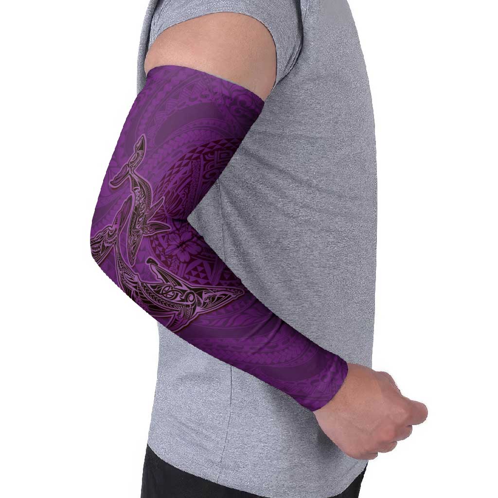 Hawaiian Whales Polynesian Art Motifs Arm Sleeves Purple Color - Polynesian Pride